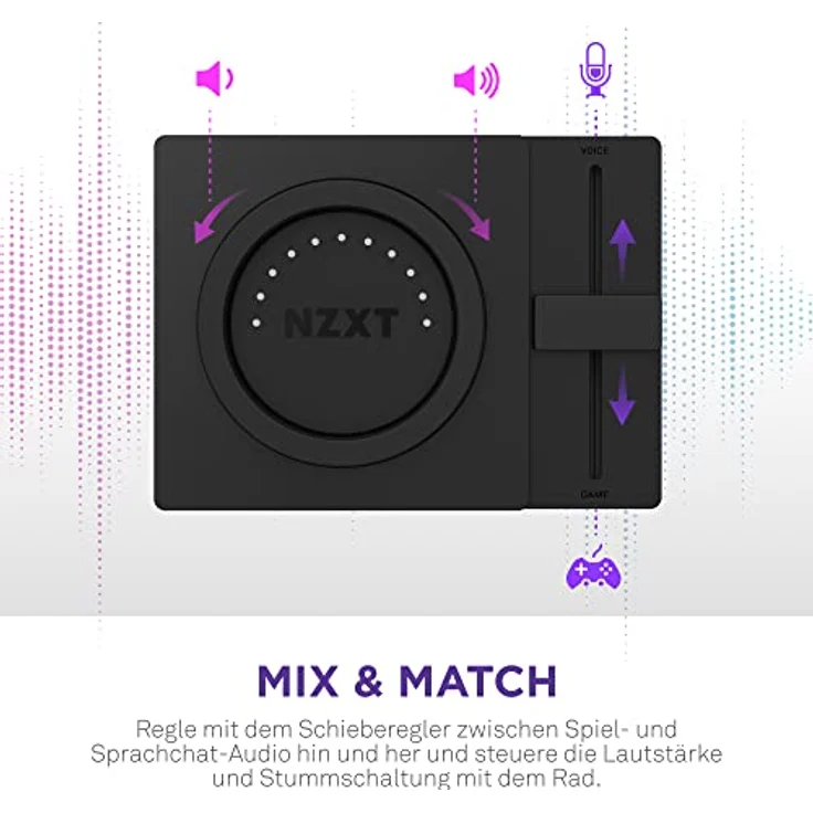 NZXT Relay SwitchMix PC-Gaming-Headset Ständer und Audiomixer – AP-USMSM-B1 - Nahtloses Umschalten zwischen Headset- und Lautsprecheraudio – Mixer in Studioqualität – Schwarz – Bild 3