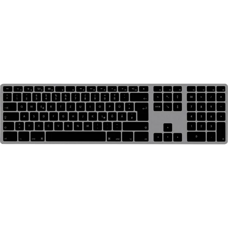 Matias Kabellose Tastatur Deutsch, QWERTZ, USB-C mit AES-Verschlüsselung, Aluminium in Space Grau