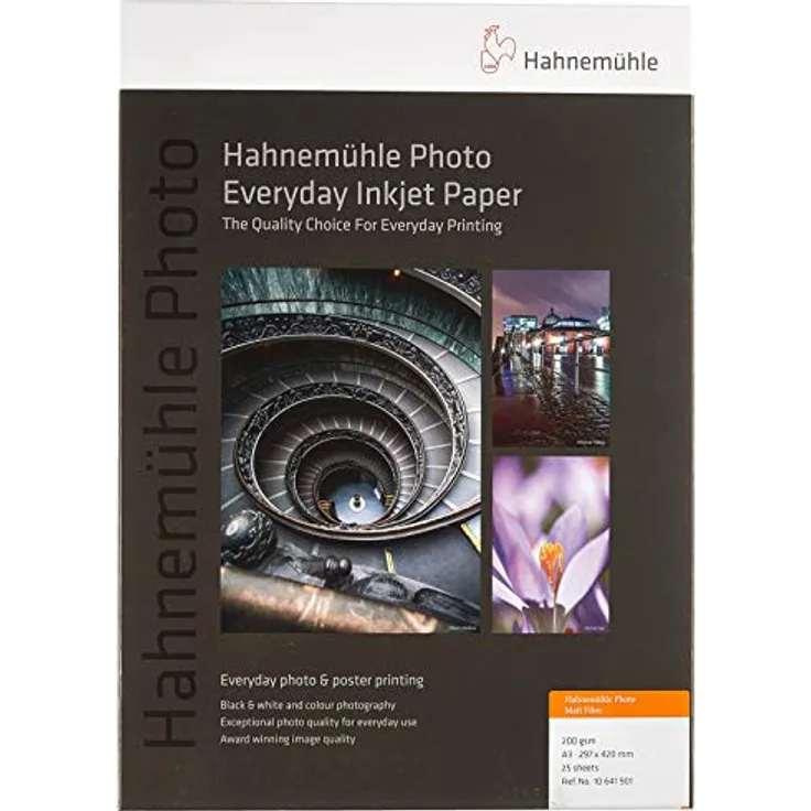 Hahnemühle 10641901 Photo Matt Fibre Papier, 200 g/m², DIN A3, 297 x 420 mm, Warmweiß