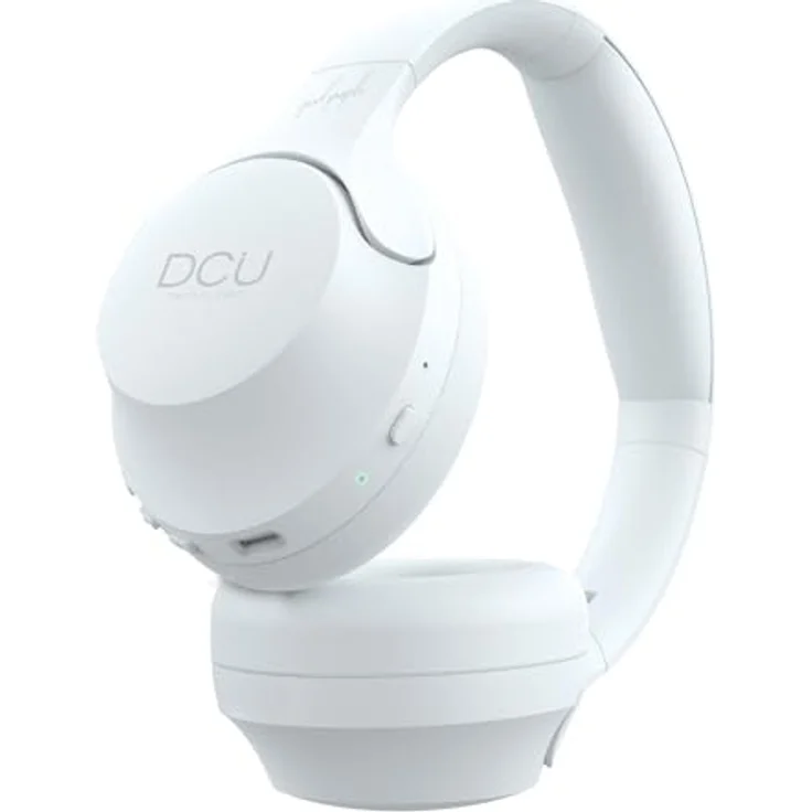 DCU TECNOLOGIC, Kabellose Bluetooth-Kopfhörer mit 15 Stunden Akkulaufzeit, USB-C-Aufladung, faltbarem Design und Freisprechfunktion, Weiß – Bild 3
