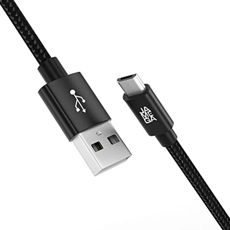 JAMEGA 1m Premium Micro USB Kabel | Nylon geflochtenes Datenkabel für Micro USB Geräte kompatibel mit Samsung, HTC, Huawei, Sony, Nokia, Kindle, PS4 XBOX Controller – Schwarz – Bild 1