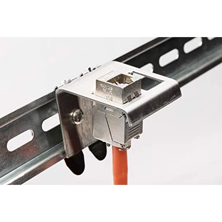 DIGITUS Hutschienen-Adapter für Keystone-Modul, 1 Port, 45° gewinkelt, Edelstahl, offenes Gehäuse – Bild 2