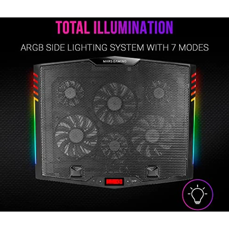 MARSGAMING MNBC5, XL Cooling Base & Stand ARGB, 6 Fans, Smartphone Holder – Bild 3