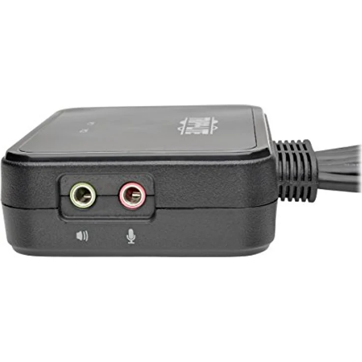 Eaton TrippLite 2-Port USB/HD Kabel KVM-Switch mit Audio/Video, 1920 x 1200 Auflösung, 2.1-Kanal Surround-Sound, Fernbedienung, Hotkey, USB-Peripherie-Freigabe, schwarz – Bild 3