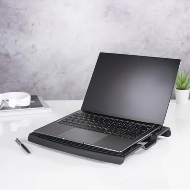 Hama Laptop-Kühlständer Wave für 13,3-15,6 Zoll (33,9-39,6 cm), Ventilator mit blauen LEDs, gummierter Boden, schwarz – Bild 3