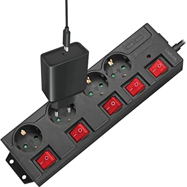 LogiLink Steckdosenleiste 4-fach,4xCEE 7/3,m. 5Schalter,schw – Bild 3