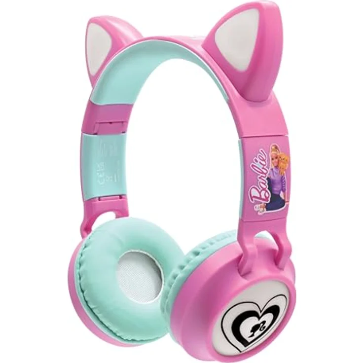 Lexibook Barbie HPBTKTBB, 2-in-1 kabellose Kopfhörer mit Katzenohren, Stereosound, Bluetooth 5.3, faltbar, verstellbar, Pink – Bild 1