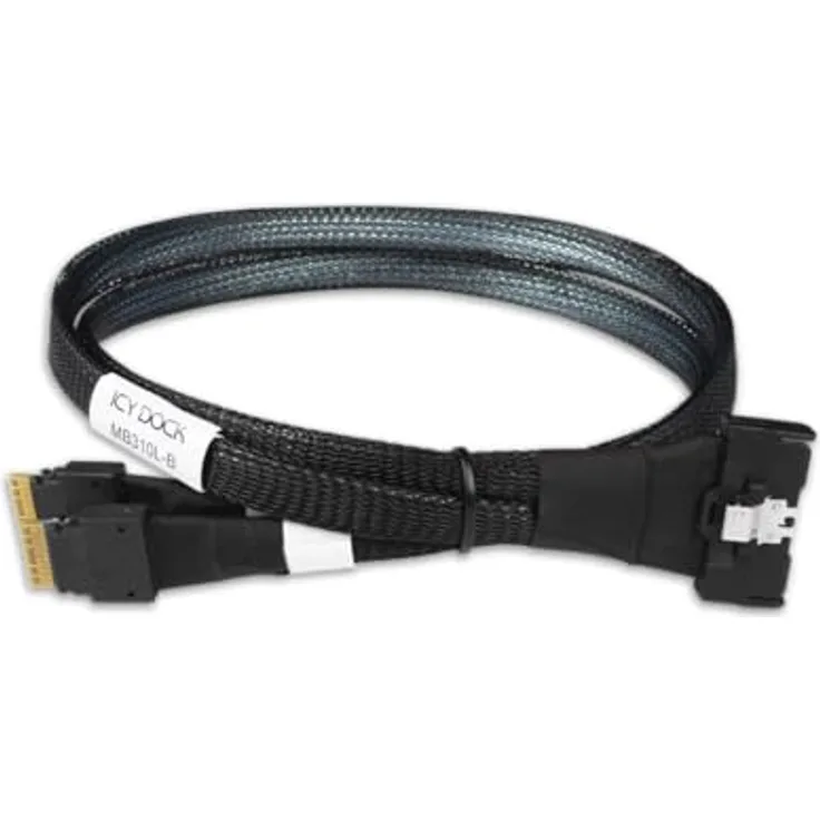 ICY DOCK MB310L-B Datenkabel - 1x MCIO SFF-TA-1016 8i zu 2x SlimSAS SFF-8654 4i Länge 50cm - Unterstützt PCIe 4.0 Spezifikationen