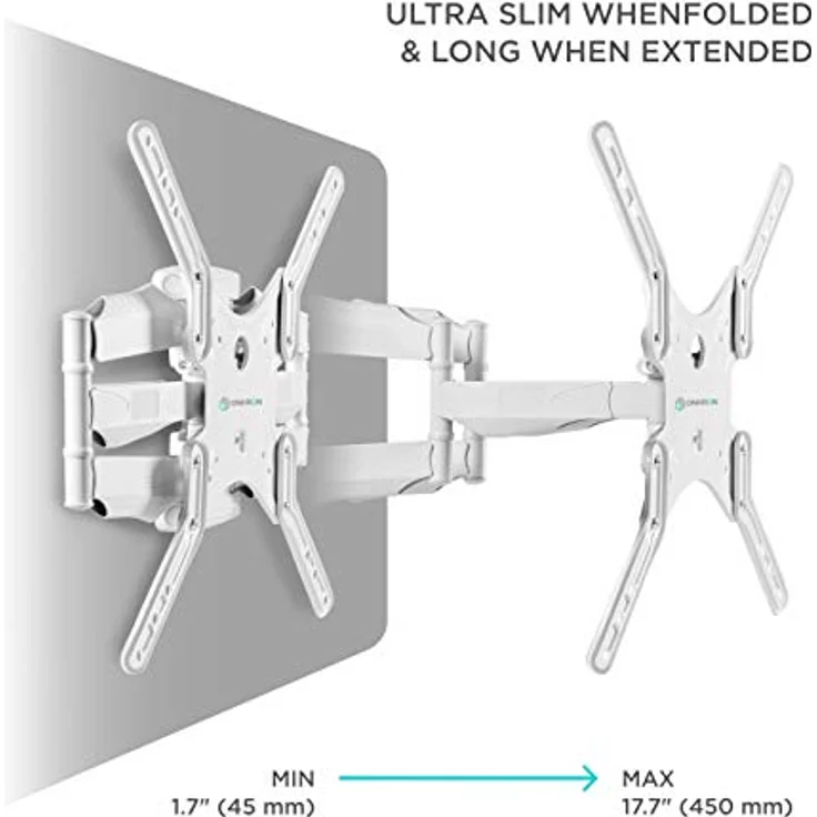ONKRON TV Wandhalterung schwenkbar neigbar für 37-70 Zoll Flach&Curved LED Bildschirm bis zu 36,4 kg min VESA 100x100 Wandhalterung Fernseher max 400x400 mm/Fernseher Halterung Weiß M5-W – Bild 4