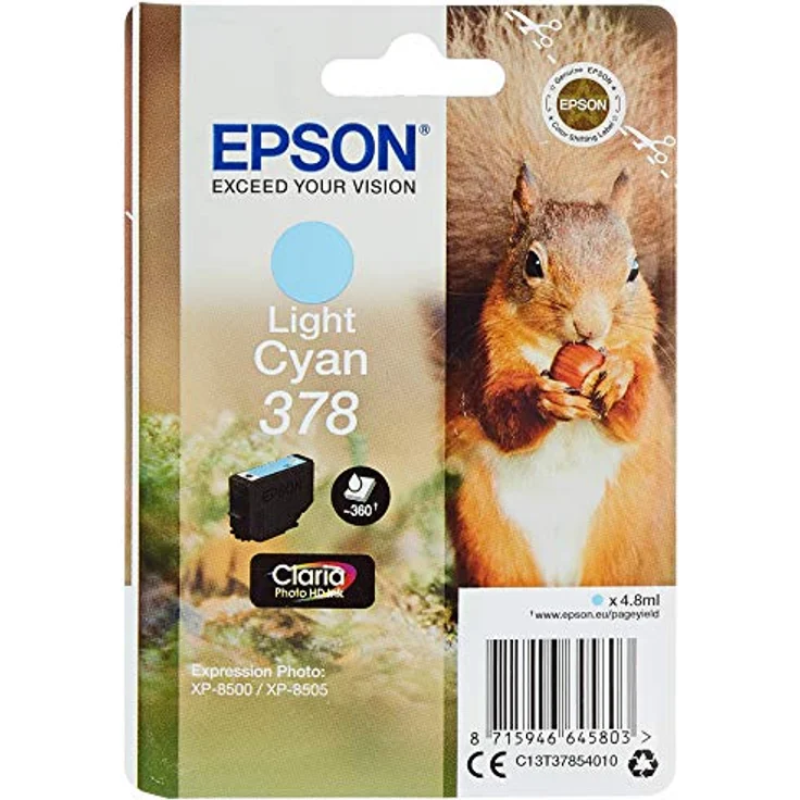 Epson Original 378 Tinte Eichhörnchen, XP-8500 XP-8600 XP-8605 (hell cyan) – Bild 4