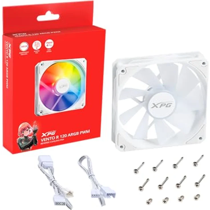 XPG VENTO R 120, 120mm ARGB Gehäuselüfter mit optimiertem Luftstrom, weiß – Bild 5