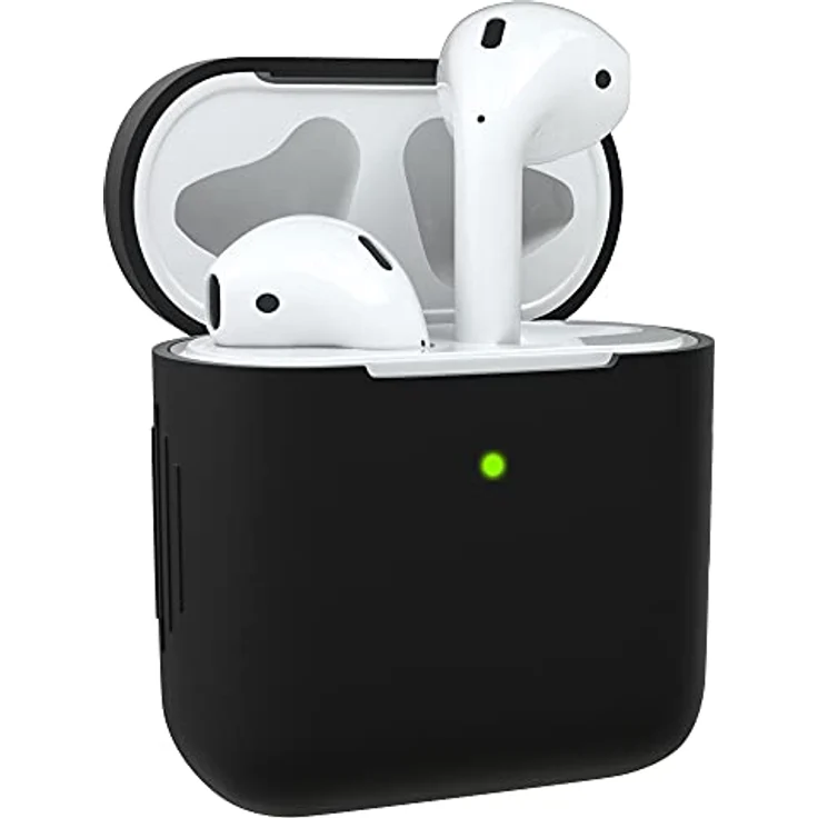 EAZY CASE - Schutzhülle für AirPods 1 & 2 Schwarz Silikon Case Stoßfest mit Deckel Schutz Antikratz Etui Cover rutschfeste Silikonhülle für Airpod Pro 1. / 2. Generation Silikoncase – Bild 1