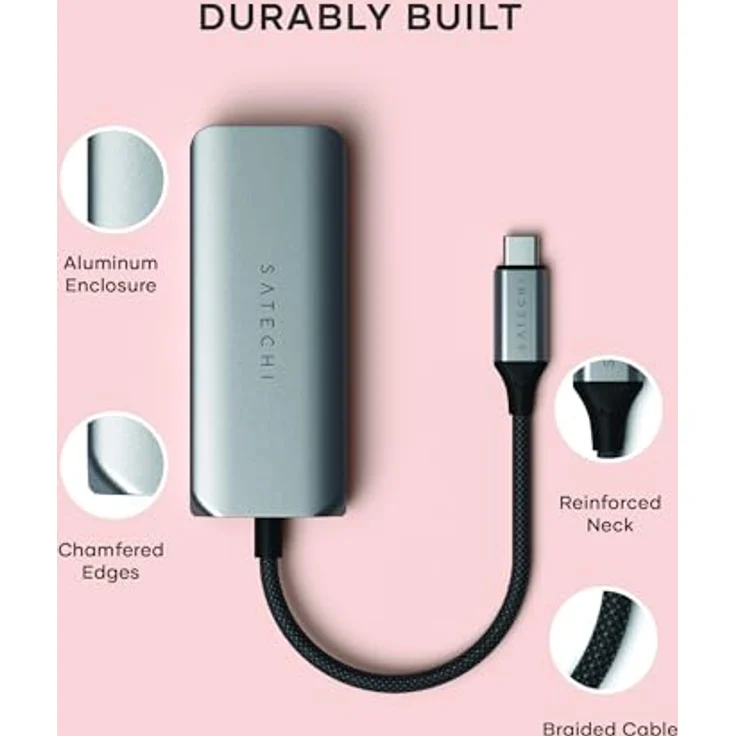 SATECHI USB-C Ethernet Adapter 2,5 Gigabit, 4-in-1 USB-C Netzwerkadapter mit erhöhter Geschwindigkeit, inklusive 3 USB-C 3.2 Ports - Aluminiumgehäuse, für Mac, iPad, Windows, Android, Chrome – Bild 5