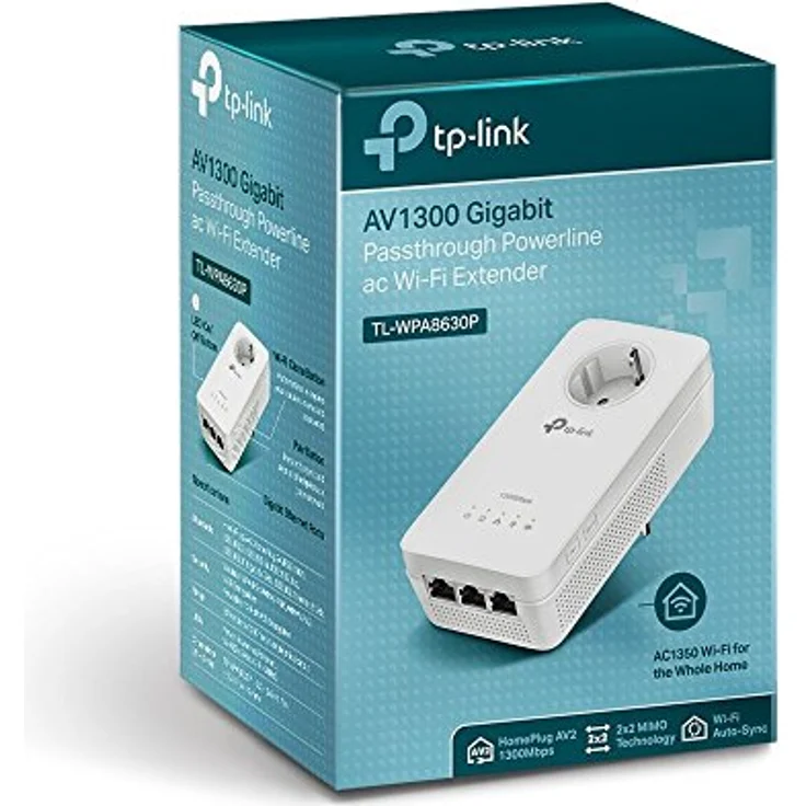 TP-Link TL-WPA8630P AV1300 Wifi AC1350 Gigabit Powerline Adapter (1350 Mbit-s Wifi und 1300 Mbit-s Steckdose Powerline, Wifi Clone, MU-MIMO, App Steuerung, 3 Gigabit Ports, Plug und Play) weiß – Bild 4