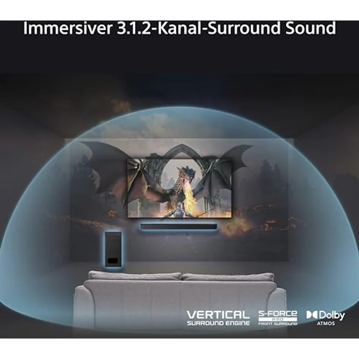 Sony BRAVIA Theatre Bar 6 mit Subwoofer Schwarz - 3.1.2-Kanal-Surround Sound, Dolby Atmos, DTS:X, AI Voice Zoom 3 – Bild 4
