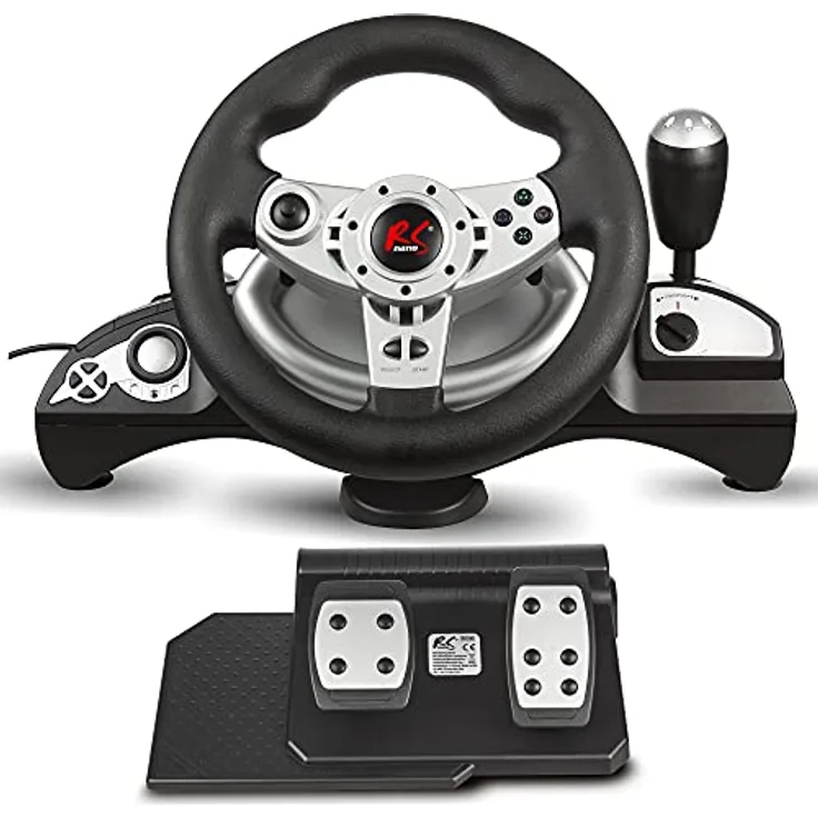 NanoRS RS700 Gaming Rennlenkrad 270° Lenkbereich Ganghebel Gas- und Bremspedal Vibrationen6 in 1 Lenkrad Kompatibel mit PS 4 / PS3 / Xbox ONE/PC (X-Input/D-Input) / Android