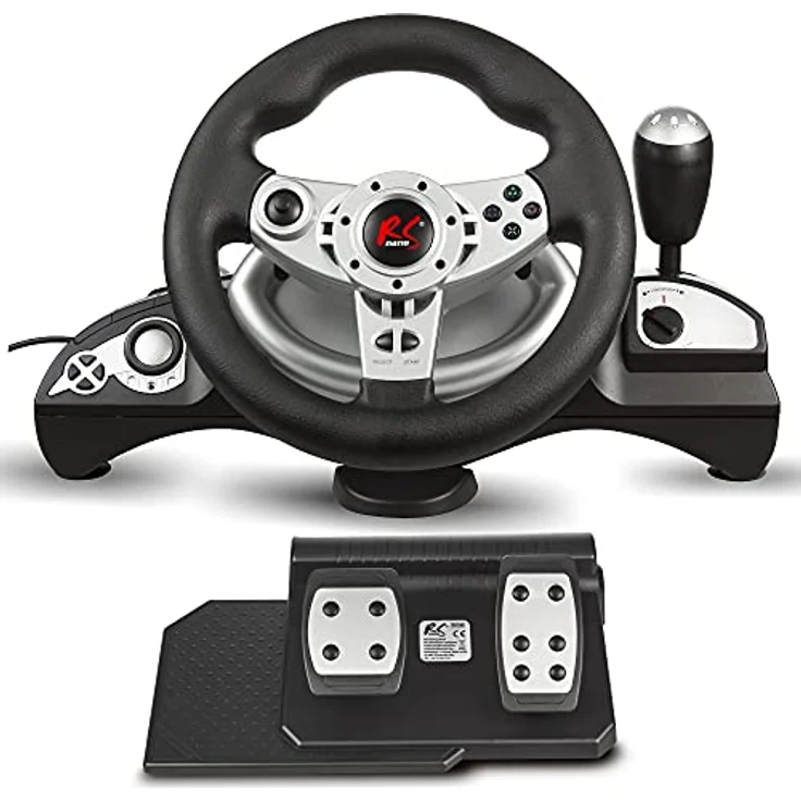 NanoRS RS700 Gaming Rennlenkrad 270° Lenkbereich Ganghebel Gas- und Bremspedal Vibrationen6 in 1 Lenkrad Kompatibel mit PS 4 / PS3 / Xbox ONE/PC (X-Input/D-Input) / Android – Bild 1