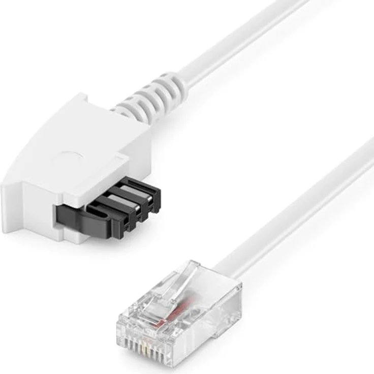 deleyCON 10m Routerkabel TAE-F auf RJ45, Anschlusskabel für DSL/ADSL/VDSL, flexibel, Weiß – Bild 1
