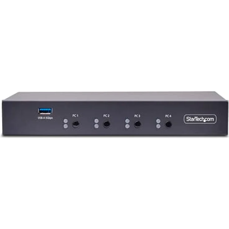 StarTech.com 4-Port KM Switch mit Maus-Roaming, USB 3.0 Umschalter, Tastatur und Maus Switch, 3,5mm/USB Audio, TAA Konform, Schwarz – Bild 3