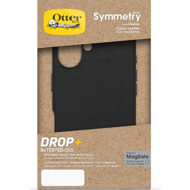 OtterBox Symmetry Series Cactus Leather MagSafe Hülle für iPhone 16, stoßfest, sturzsicher, schwarz – Bild 5