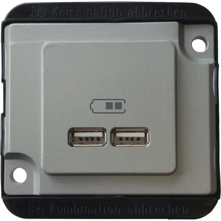 Merten USB Ladestation, mattsilber, mit 2 USB 2.0 Ausgängen, bis zu 2100 mA Ausgangsstrom, energieeffizient