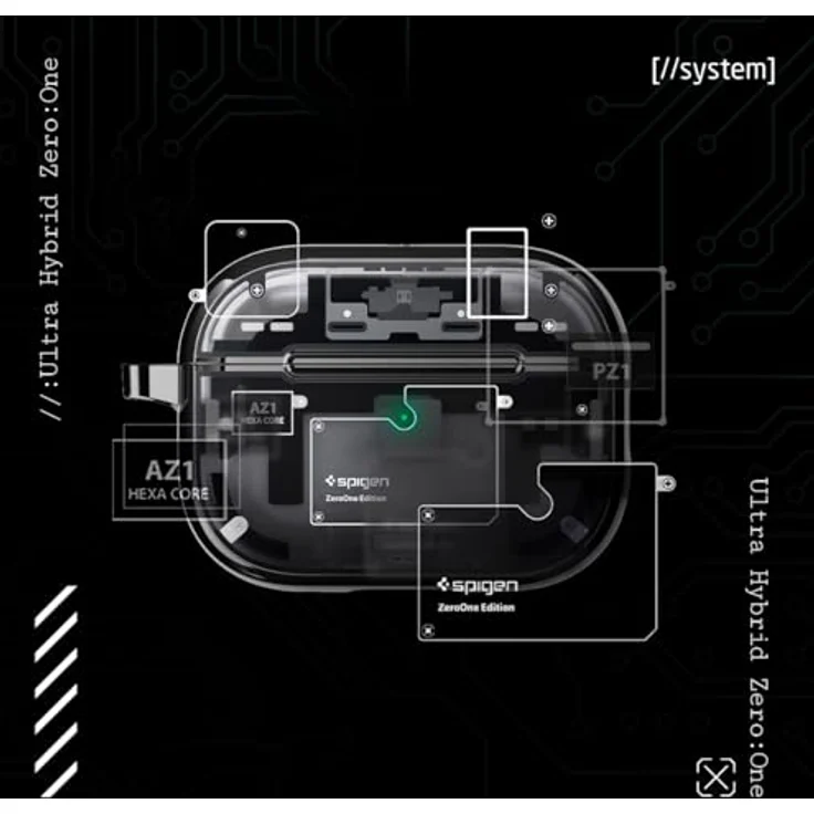 Spigen Ultra Hybrid MagFit Case for AirPods Pro 2nd Gen (2023/2022) - ZeroOne, Teardown Design, MagSafe Compatible, Shockproof, Karabiner - Black – Bild 3