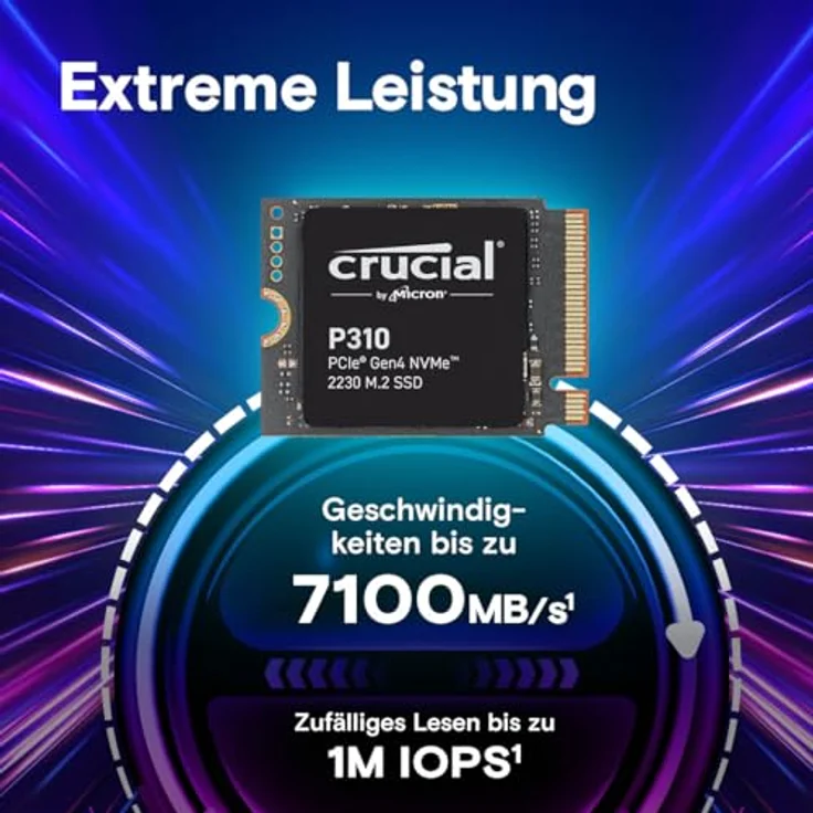Crucial P310 SSD 2TB M.2 2230 PCIe Gen4 NVMe Interne SSD, bis 7.100 MB/s, mit Steam Deck, ASUS ROG Ally, MSI Claw & Microsoft Surface kompatibel - CT2000P310SSD2 – Bild 2