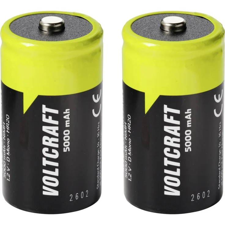 VOLTCRAFT Mono (D)-Akku NiMH 5000 mAh 1.2V, Ready to use, 2er Pack