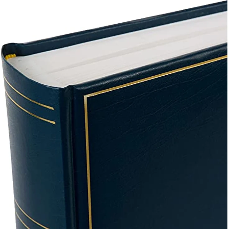 goldbuch 31 384 Fotoalbum Classic mit 100 weiße Seiten und Pergamin Trennblätter, Fotobuch mit Kunstleder Einband und Goldprägung, Foto Album zum Einkleben, Erinnerungsalbum 30 x 31 x 6 cm, Blau – Bild 4