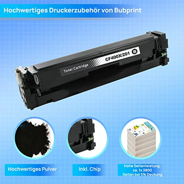 Bubprint Tonerkartusche kompatibel mit HP 201X 201A CF400X, Schwarz, hohe Reichweite bis 2800 Seiten, inkl. Chip – Bild 3