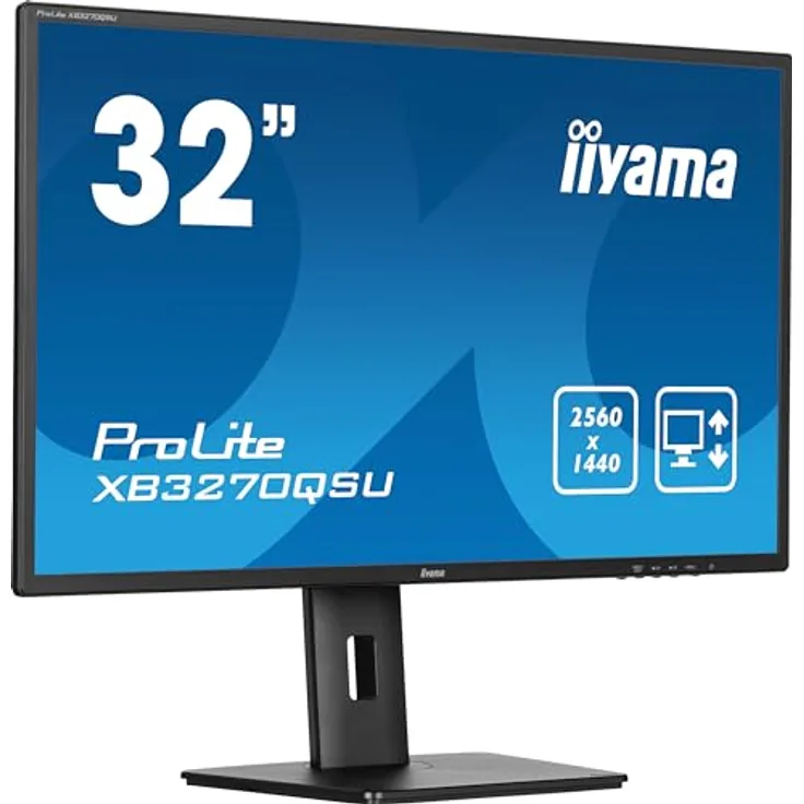 iiyama Prolite XB3270QSU-B1 80cm 31,5" IPS LED-Monitor WQHD 100Hz HDMI DP USB3.2 Höhenverstellung AdaptiveSync schwarz