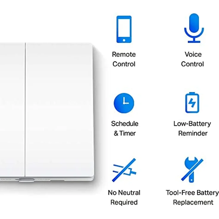 Tapo TP-Link Tapo S220 Smart Lichtschalter, 2-Gang 1-Way, Fernbedienung, Sprachsteuerung über Amazon Alexa oder den Google Assistant, batteriebetrieben [Muss mit Tapo H100 Hub verwendet Werden] – Bild 2