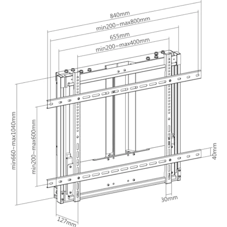 my wall Interaktive Whiteboard und TV Halterung HP34-1L - für Bildschirme 50"-75", Belastbar bis 60 kg, Stufenlose Höhenverstellung, Flaches Design, mit Federsystem – Bild 5