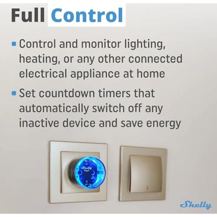 Shelly Plug S MTR Gen3 Schwarz, 3er Pack, Matter-zertifizierte intelligente Steckdose mit Stromüberwachung und mehrfarbiger LED-Anzeige, iOS Android APP-Fernbedienung, Google Home+Alexa-Zubehör, Timer – Bild 5