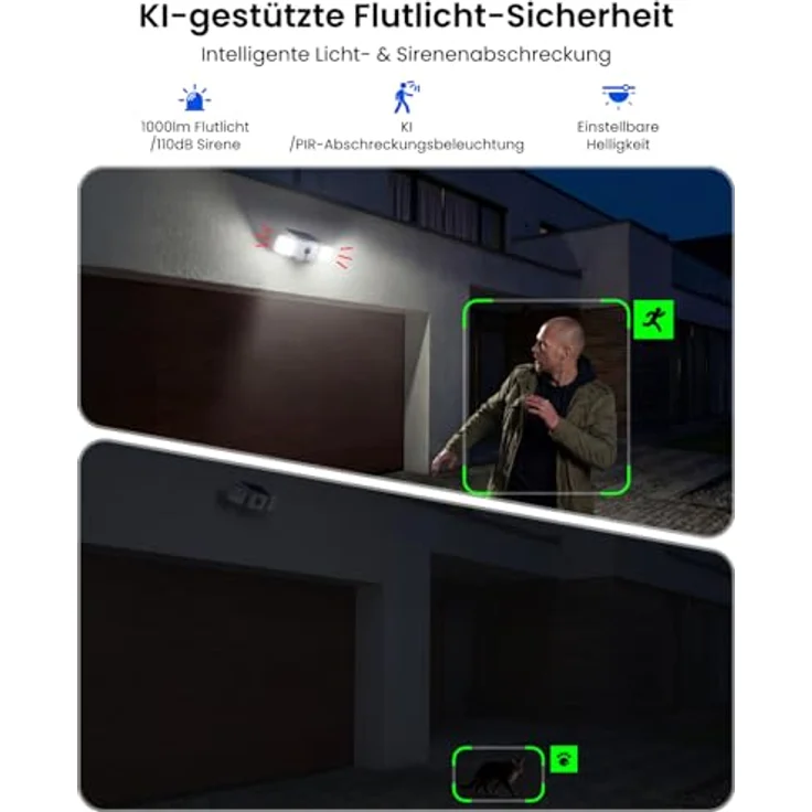 Reolink Solar Floodlight Cam, 2K Überwachungskamera Aussen mit 150° Sichtfeld, 1000 lm Licht, Sirenenalarm, KI / PIR Bewegungserkennung, Farbnachtsicht, 2,4/5 GHz Wi-Fi 6, IP66, Akku Powered – Bild 4