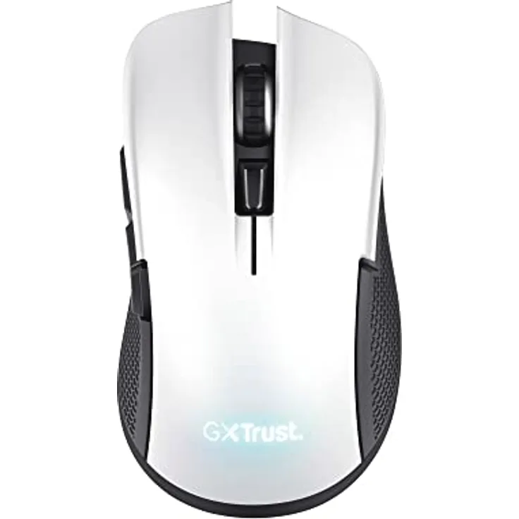 Trust Gaming GXT 923W Ybar Wiederaufladbare Kabellose Gaming-Maus, Geringer Latenz 2.4GHz, 50 Stunden Akkulaufzeit, 200-7200 DPI, 69% Recyclingkunststoff, PC, Laptop, Computer, Windows – Weiß