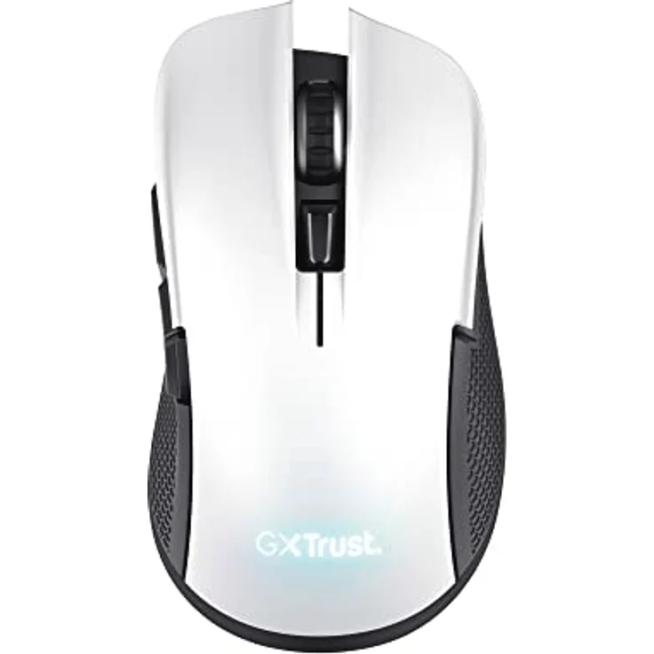 Trust Gaming GXT 923W Ybar Wiederaufladbare Kabellose Gaming-Maus, Geringer Latenz 2.4GHz, 50 Stunden Akkulaufzeit, 200-7200 DPI, 69% Recyclingkunststoff, PC, Laptop, Computer, Windows – Weiß – Bild 1
