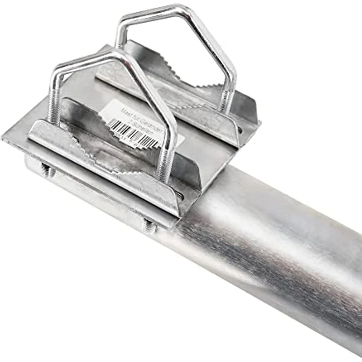 PremiumX Balkon-Halter 100cm Ø 48mm Stahl Mast Geländer-Halterung für Satelliten-Schüssel und Antennen, inklusive 2 verzinkten Schellen – Bild 3