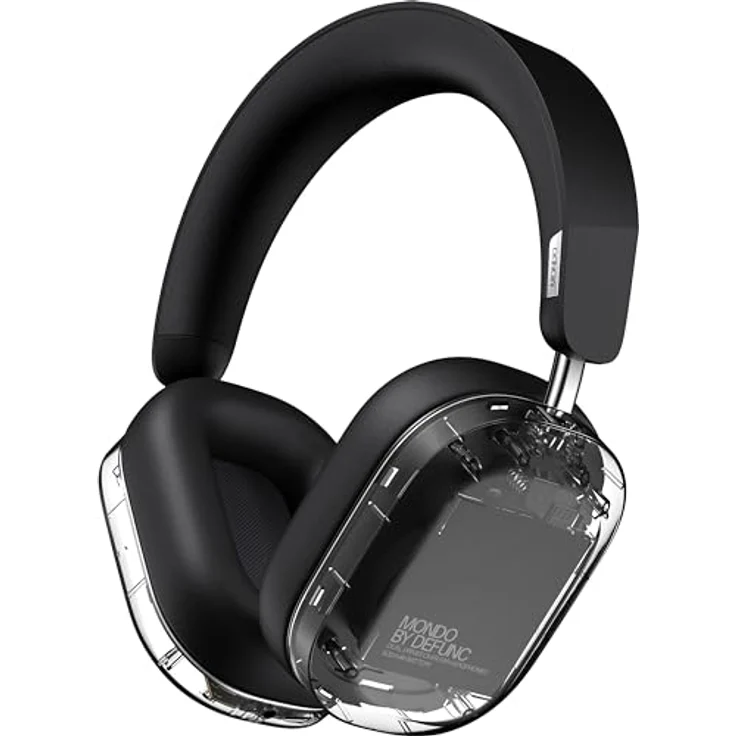 Defunc Mondo Over-Ear kabellose Kopfhörer mit optionalem Kabel, 45 Stunden aktive Spielzeit, Bluetooth, Dual-ENC-Mikrofone und Treiber, Transparent – Bild 1