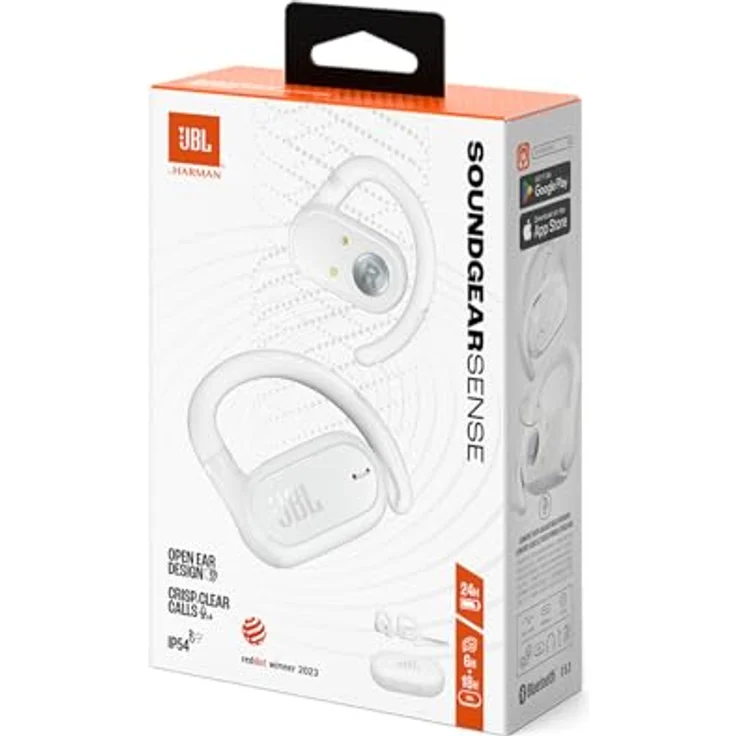 JBL Soundgear Sense – Kabellose Bluetooth-Open-Ear-Kopfhörer – Spritzwassergeschützt und komfortabel – In Weiß – Bild 3