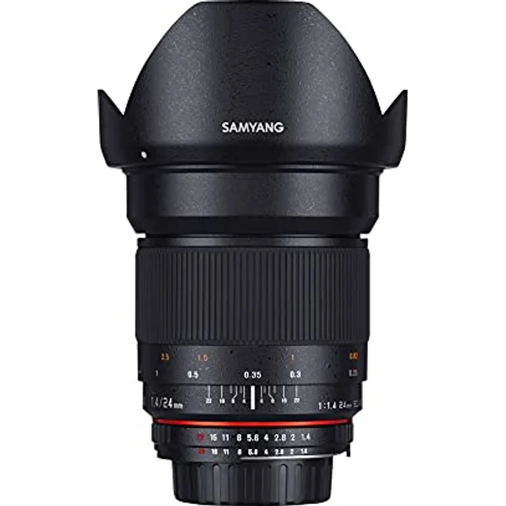 Samyang 24-1,4 Objektiv DSLR Nikon F AE manueller Fokus automatischer Blendenring Fotoobjektiv, Weitwinkelobjektiv schwarz – Bild 2