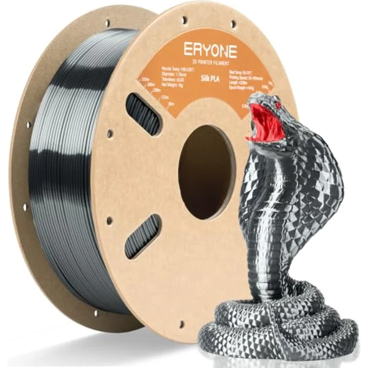 ERYONE Silk PLA Filament 1.75 mm, Seiden PLA Gunmetal, 1 kg/Spule, hochglänzende Druckoberfläche – Bild 1