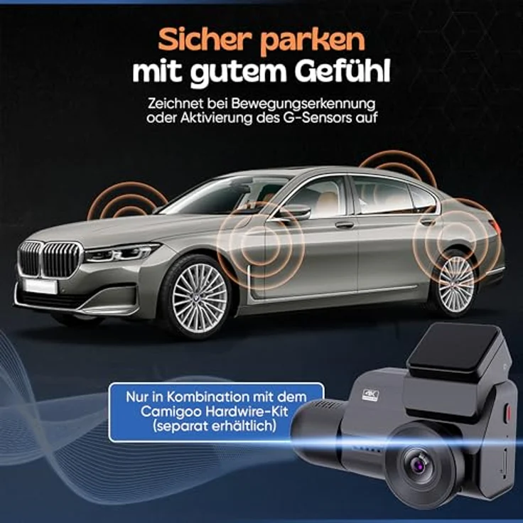 Camigoo M800 Pro – 4K 3CH Dashcam mit WLAN und GPS, Front-, Heck- und Innenkamera, 64 GB SD-Karte, G-Sensor und IR-Nachtsicht – Bild 4