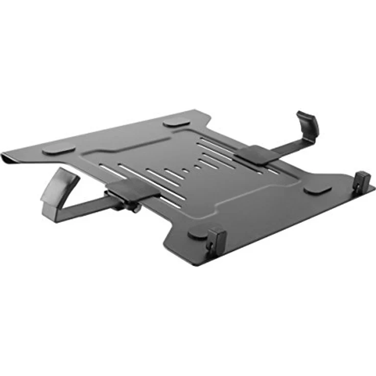 PureMounts PM-Adapt-NB Notebookhalterung für VESA Tischhalterungen, schwarz, mit Silikonfüßen und ausklappbaren Stoppern, kompatibel mit VESA 75x75 und 100x100, für Notebooks von 240mm bis 420mm – Bild 3
