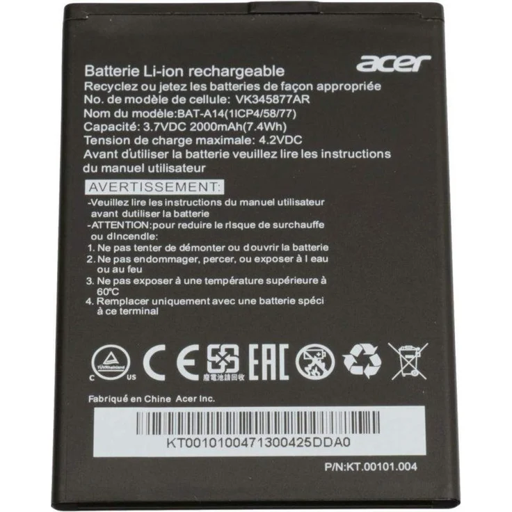 Acer KT.00101.004, Akku mit Markenkompatibilität zu Acer