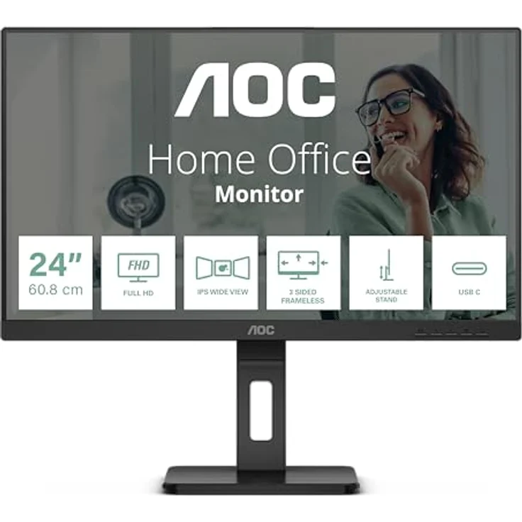 AOC 24P3CV - 24 Zoll Full HD Monitor, höhenverstellbar, Lautsprecher, schwarz – Bild 2