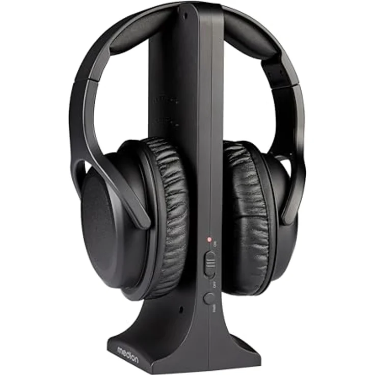 MEDION Funkkopfhörer HS-1, kabelloser Over Ear mit Ladestation, 15m Reichweite, USB-C, 10h Akkulaufzeit, MD40006 – Bild 1