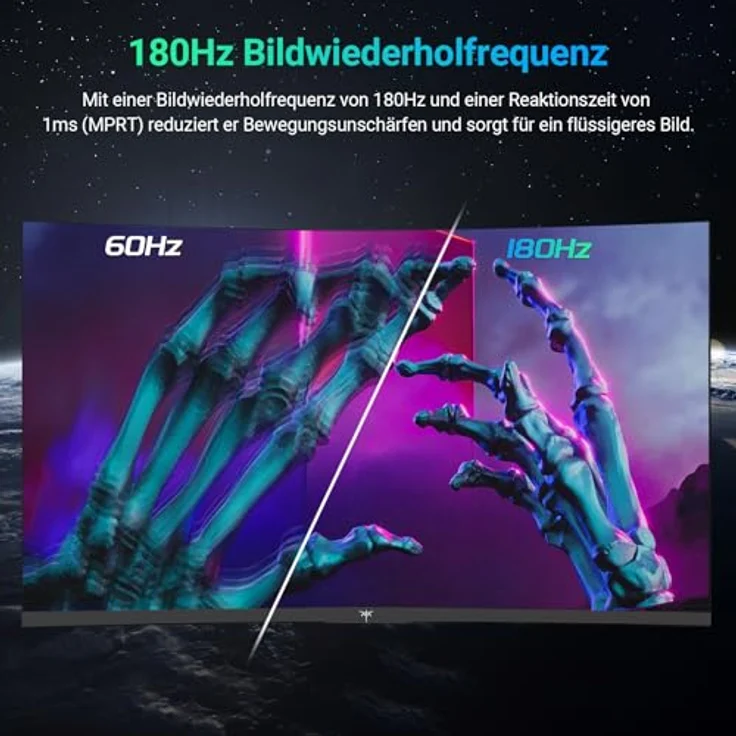 KTC Gaming Monitor Curved 27 Zoll, 180Hz, QHD 2K 2560 x 1440p, 1ms, HDR10, Freesync & G-sync, VA 1500R Rahmenlos Monitore, 120% sRGB, Blaulicht Reduktion, schwarz – Bild 5