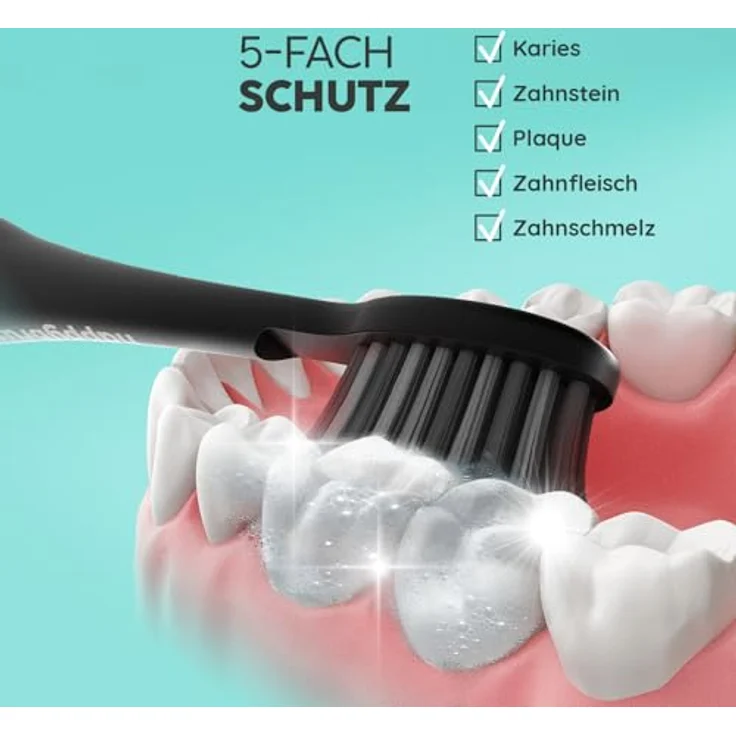 happybrush Vegane Aktivkohle Zahnpasta SuperBlack, 5er Pack mit Minze Geschmack - Zahnaufhellung & Kariesschutz für strahlend weiße Zähne (5 x 75ml) – Bild 3