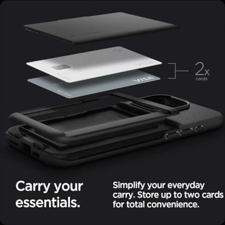 Spigen Slim Armor CS Hülle - iPhone 15 Pro Kompatibel, Schwarz, Eingebautes Kartenfach, Doppelschichtige Schutzhülle, Air Cushion Technologie – Bild 3